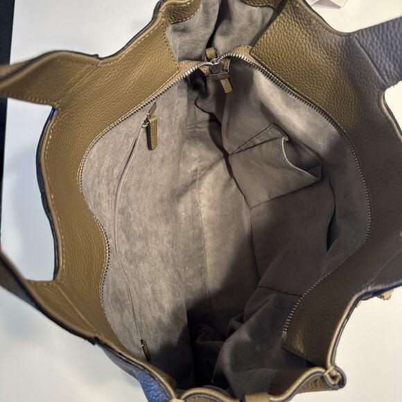 VINCE CAMUTO Deep Moss Leather Crossbody Purse Bag Silver Details - Picture 6 of 10